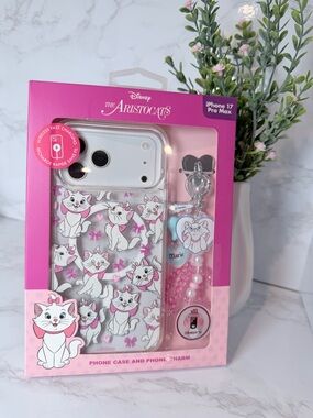 Disney Marie Pink Clear iPhone 17 Pro Max Case with Charm